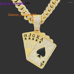 Colliers pendants 2 (PCS / Lot) Style Poker Cuban Link Personalité Hip-hop Full Bore Devise Disfonse des bijoux de collier de haute qualité