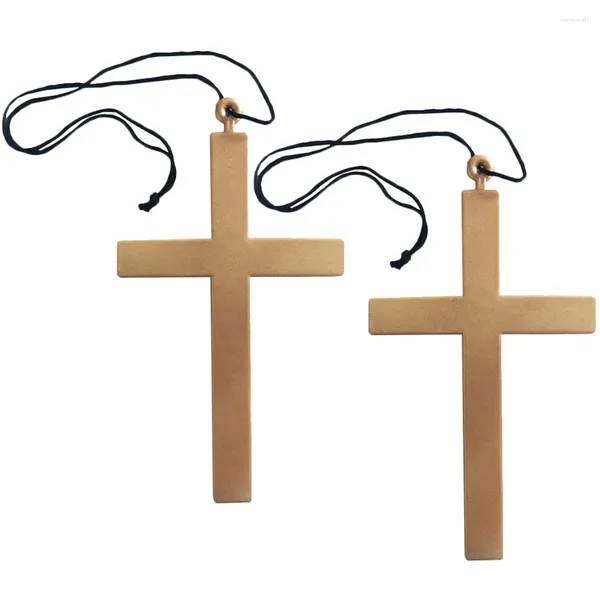 Collares colgantes 2 PCS Sacerdote Cross Cross Halloween Accesorios Disfraz de disfraces Accesorio de monje