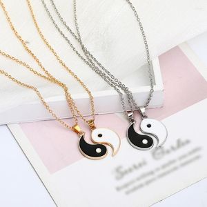 Pendentif Colliers 2 pièces / ensemble mode Tai Chi collier pour couple personnalité Yin Yang bon ami anniversaire bijoux cadeau accessoire