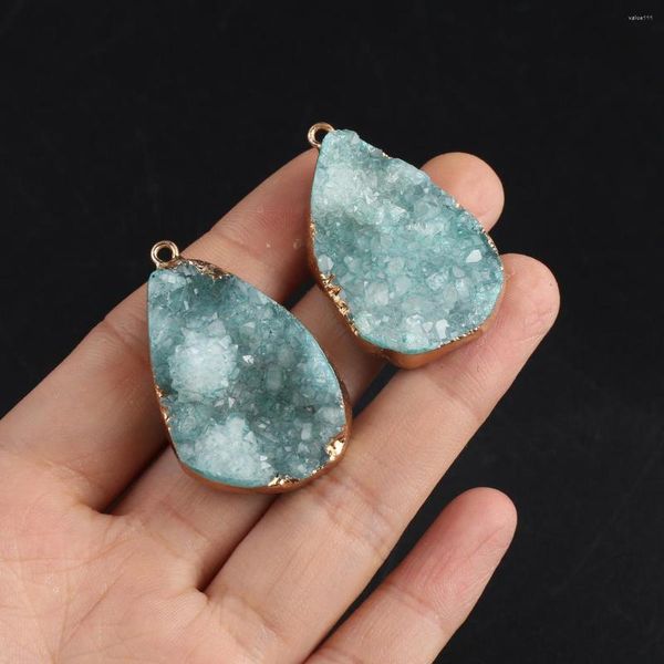 Pendentif Colliers 2 PCS Gouttelettes D'eau Forme Cristal Naturel Druzy Cluster Reiki Guérison Fabrication De Bijoux DIY Collier Boucle D'oreille Accessoires