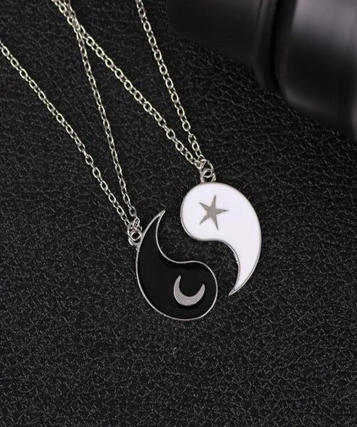Collares colgantes 2 PCS Yin Yang Moon Star para mujeres Hombres Taichi Buena suerte Pareja Collar Joyería Encantos Amistad Regalo4848191