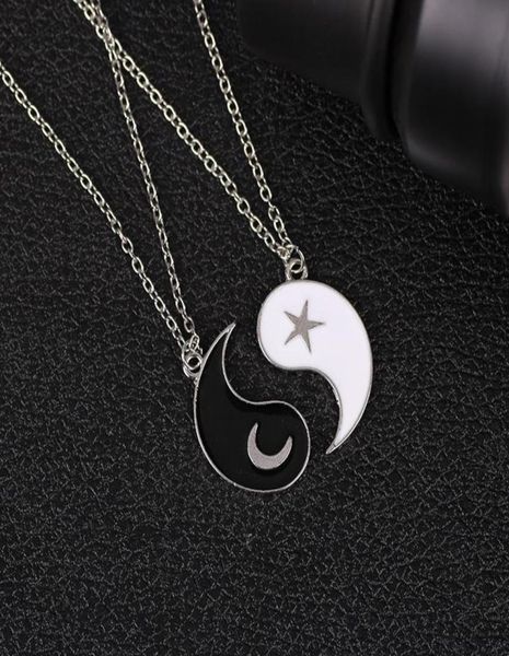 Collares colgantes 2 PCS Yin Yang Moon Star para mujeres Hombres Taichi Buena suerte Pareja Collar Joyería Encantos Amistad Gift3488025