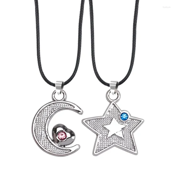 Pendentif Colliers 2 pièces-ensemble de couple collier lune étoile alliage pour petite amie bijoux cadeau de la Saint-Valentin