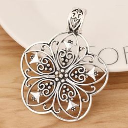 Pendentif Colliers 2 pièces tibétain argent creux ouvert filigrane fleur charmes pendentifs pour collier fabrication de bijoux résultats accessoires