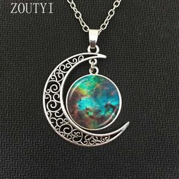 Hanger kettingen 2018/Fashion Hot Money Charm Galaxy Star Moon Crystal Dome Pendant ketting Juwelierruimte Universe ketting.q