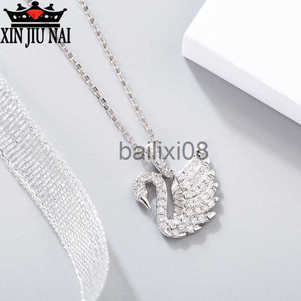 Pendentif Colliers 2020 nouvelle arrivée chaude arrive s925 en argent sterling 5A zircon super brillant frais vent mignon en forme de cygne femme pendentif en argent J230620