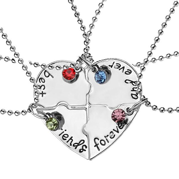 Pendentif colliers 2021 4 pièces amis pour toujours perles chaîne cristal Puzzle collier amitié bijoux pour ami