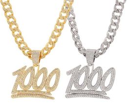 Colliers pendentifs 2021 Créatif 1000 Collier Fraction Men et femmes Hiphop Fashion Trendy Chain Bijoux Gift For Friend261G6458459