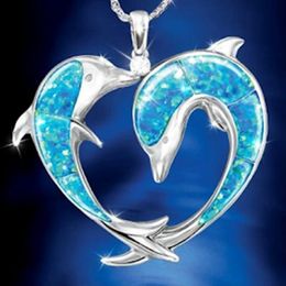 Pendentif colliers 2021 mode amour dauphin strass collier pour femmes mignon pêche coeur clavicule chaîne femme charme bijoux cadeau