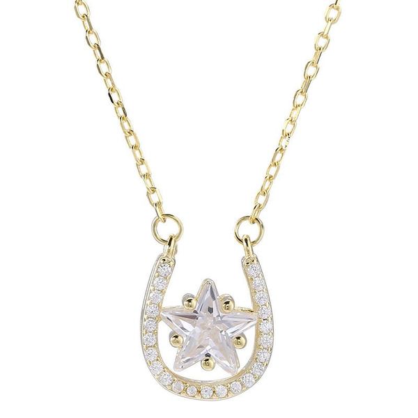 Collares colgantes 2021 moda mujer en forma de U estrella de cinco puntas con incrustaciones de diamantes collar de cadena luz joyería de fiesta de lujo