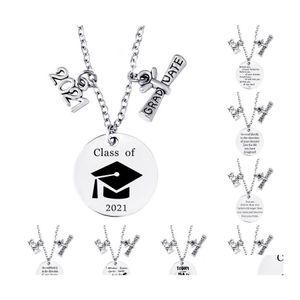 Hanger kettingen 2021 Graduation cadeau vrienden inspirerende ketting sieraden roestvrij staal voor haar middelbare school DHS drop levering p dhb6g