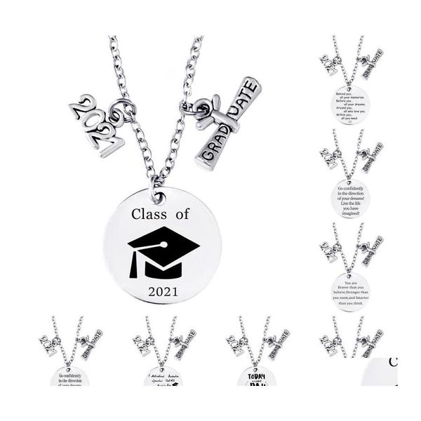 Pendentif Colliers 2021 Graduation Cadeau Amis Collier Inspirant Bijoux En Acier Inoxydable Pour Son Lycée Dhs Drop Livraison P Dhb6G