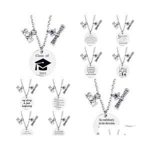 Hanger kettingen 2021 Afstudeer cadeau ketting sieraden voor vrouwen mannen van hoge kwaliteit gepersonaliseerde roestvrijstalen letterketens drop d dhoel