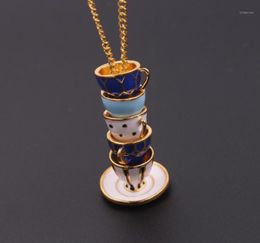 Colliers de pendentif 2021 Collier émail peint à la main Multiple tasse de thé à longue chaîne Bijoux Femme Bijuteria Femmes bijoux Cadeaux13747159