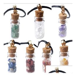 Colliers de pendentif 2021 Énergie à la main Mini bouteille de verre en pierre de cristal pour les femmes Lovers Lucky Jewelry avec une corde Livraison Pend Dh87c