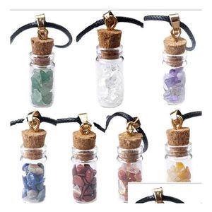 Hangende kettingen 2021 Handgemaakte energie kristallen stenen mini -glazen fles voor vrouwelijke mannen liefhebbers gelukkige sieraden met touwval levering hend Dh87c
