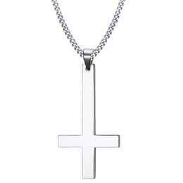 Collares colgantes 2021 Lucifer Satan satanismo joyería gótica al revés cruz invertida de San Pedro Collar 228W