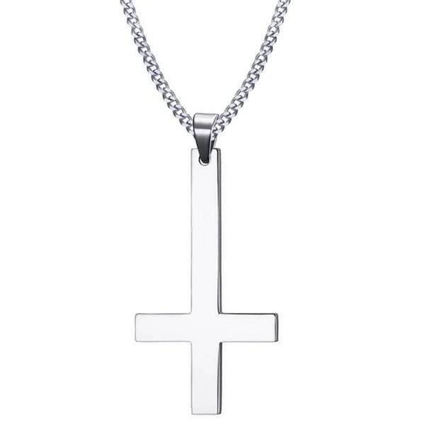 Collares con colgantes 2021 Lucifer Satan satanismo joyería gótica al revés Cruz invertida de collar de San Pedro