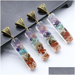 Collares colgantes 2021 Orgonita Chakela Ogan Siete Chakra Collar Cristal Piedra Semipreciosa Grava Meditación Sevens Chakr Dhgarden Dh9Dd