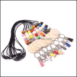 Colares Pingente 2021 Personalizado Sile Beads Disc Colar Keychain Professor Enfermeira Id Card Breakaway Lanyard 52C3 Drop Delivery Jewe Dhhob