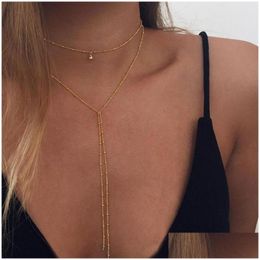 Hanger Kettingen 2021 Eenvoudige Gouden Sier Kleur Ketting Choker Ketting Lange Kralen Kwast Chocker Kettingen Voor Vrouwen Kraag Collier Ras D Othxb