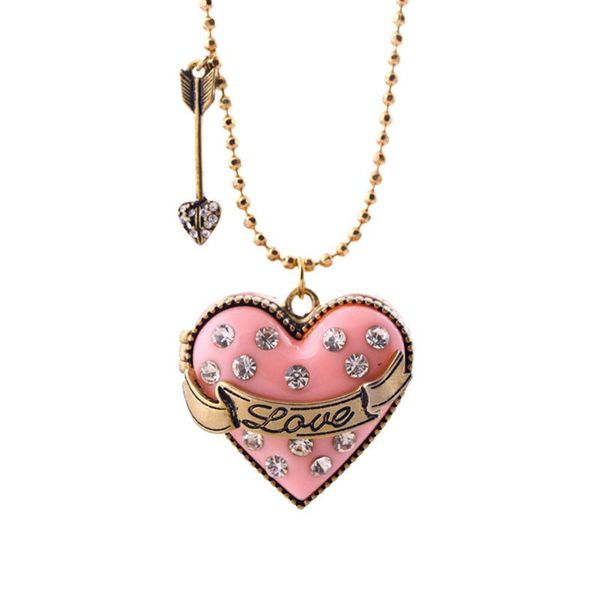 Collares pendientes 2021 collar de San Valentín pavé cristal grabado amor flechas corazón Boutique joyería al por mayor