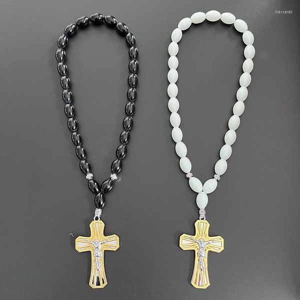 Pendentif Colliers 2022 Arrivée Ornements Église orthodoxe Rosaire Christianisme Collier Jésus Voiture Rétroviseur Croix AlloyAccessoires