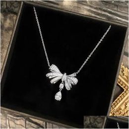 Pendentif Colliers 2022 Choucong Marque Bow Collier Bijoux De Luxe 925 Sterling Sier Goutte D'eau Blanc Topaz CZ Diamant Pierres Précieuses Partie DH5AT