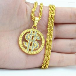 Collares pendientes 2022 Joyas transfronterizas Sílaba eléctrica Collar de hip hop Símbolo de dólar estadounidense Colgantes de oro