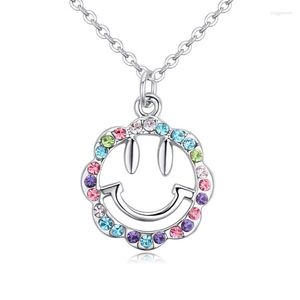 Hangende kettingen 2022 kristal vergulde lichtmetalen platen sieraden juwelen glimlachende engel ketting vrouwen mode sieraden groothandel