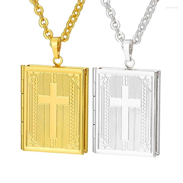 Collares pendientes 2022 moda 18k oro Cruz collar religioso Jesús DIY Po caja pareja joyería Navidad Pascua regalo