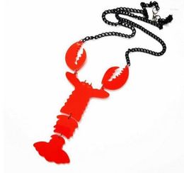 Colliers pendants 2022 Fashion Red Big Lobster Hyperbole Animal Ferme Femme Long Collier acrylique Art créatif Neckalce33299286130532