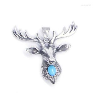 Collares colgantes 2022 Señoras Elk con piedra azul 316 Acero inoxidable Moda Moose