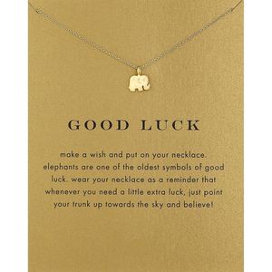 Pendentif colliers 2022 belle éléphant chaîne courte collier ras du cou pour les femmes souhait d'or avec carte bijoux comme cadeau or chance