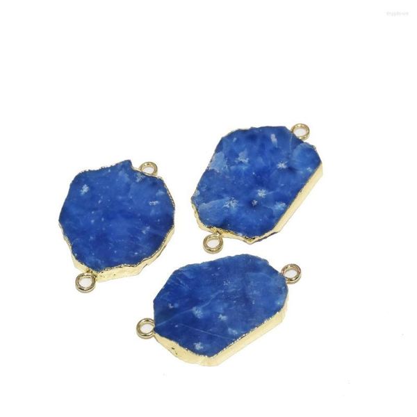 Collares pendientes 2022 Natural Irregular corte crudo zafiros conector para collar azul cristal cuarzo oro bisel mujeres fiesta