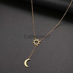 Pendentif Colliers 2022 Nouveau En Acier Inoxydable Soleil Totem Et Lune Collier Pour Les Femmes À La Mode Exquis D'été Must-Have Fête Pour Un Ami Bijoux J230809