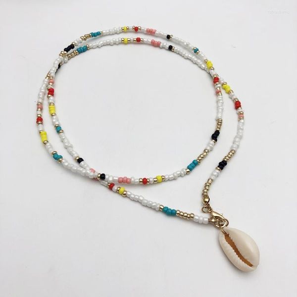 Collares colgantes, collar de verano 2022, cuentas africanas, cadena larga, puede ser pulsera, accesorios de joyería de concha para mujer