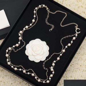 Pendentif Colliers 2022 Top Qualité Charme Collier Avec Diamant Et Nature Shell Perles Double Couches Pour Les Femmes Weddding Bijoux Cadeau Dhtfz