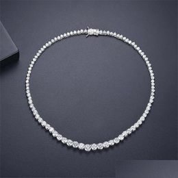 Pendentif Colliers 2022 Top Vente Mariée Tennis Collier Sparkling Bijoux De Luxe 18K Or Blanc Remplissage Rond Coupe Topaze Cz Diamant Gemsto Dhkhi