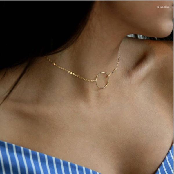 Collares colgantes 2022 Tendencia Joyería elegante Círculo Collar geométrico Oro Plata Color Unquie para mujeres Moda fina al por mayor