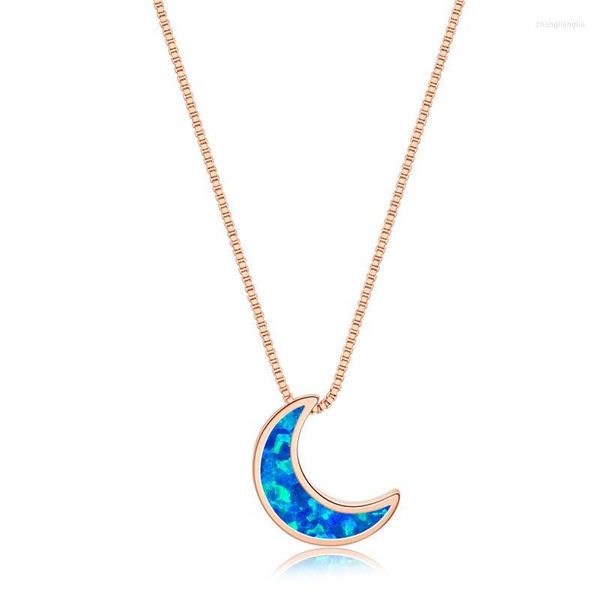 Pendentif colliers 2022 tendance demi-lune collier pour femmes blanc bleu opale Femme couleur argent mariage cou boîte à bijoux chaîne
