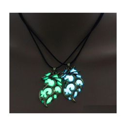 Pendentif Colliers 2022 Vintage Dragon Collier Fluorescent Lumineux Ptérosaure Ancient Sier In The Dark Christmas Pour Homme Femme Drop Dhgbw