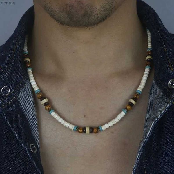 Collares colgantes 2023 6 mm vintage bohemia collar de coco para hombres hecho a mano tribal india onyx cuentas de madera collar hombres joyería al por mayor