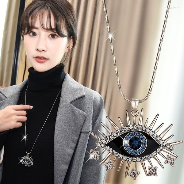 Pendentif Colliers 2023 Arrivée Femme Devil's Eye Collier Gland Long Hiver Chandail Chaîne Femmes Ventes En Gros