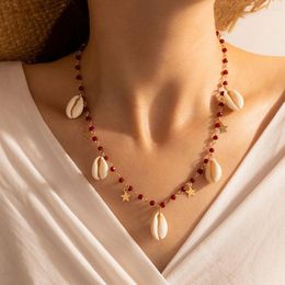 Hanger Kettingen 2023 Aankomst Vergulde Sterren Ketting Voor Vrouwen Boho Shell Collares Para Mujer Zinklegering Sieraden Vintage Hals Choker