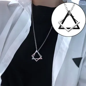 Collares colgantes 2023 Llegada Cuadrado Triángulo Collar entrelazado Mujeres Hombres Acero inoxidable Moda Geométrica Streetwear Gargantilla Joyería