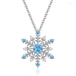 Hangende kettingen 2023 blauwe zirkoon sneeuwvlok voor vrouwen mode glanzende zilveren kleur sleutelbeen ketens elegante sieradencadeaus