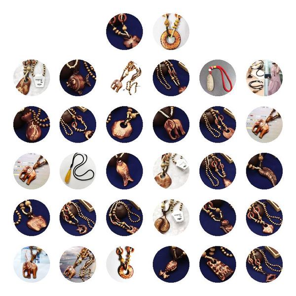 Colliers pendants 2023 Boho Jewelry Style ethnique à main longue perle Collier d'éléphant en bois pour les femmes