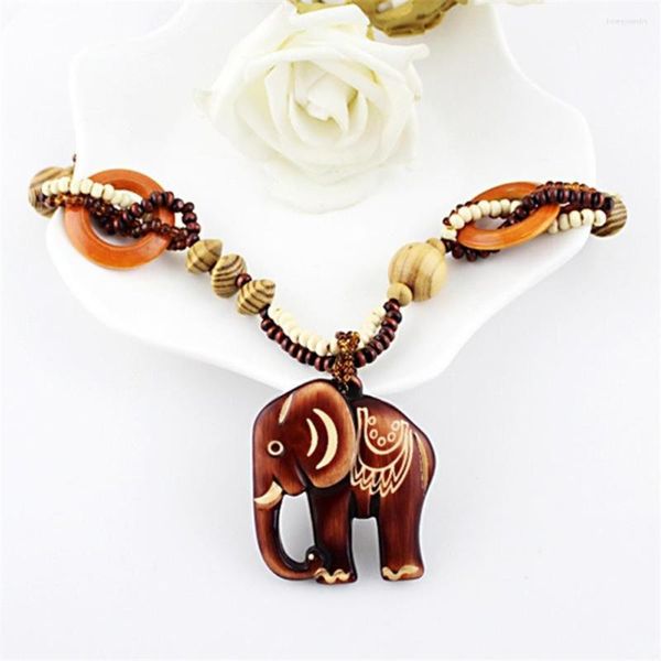 Pendentif Colliers 2023 Boho Bijoux Style Ethnique Long Fait À La Main Perle Bois Éléphant Collier Pour Les Femmes Prix Décent En Gros Dropship