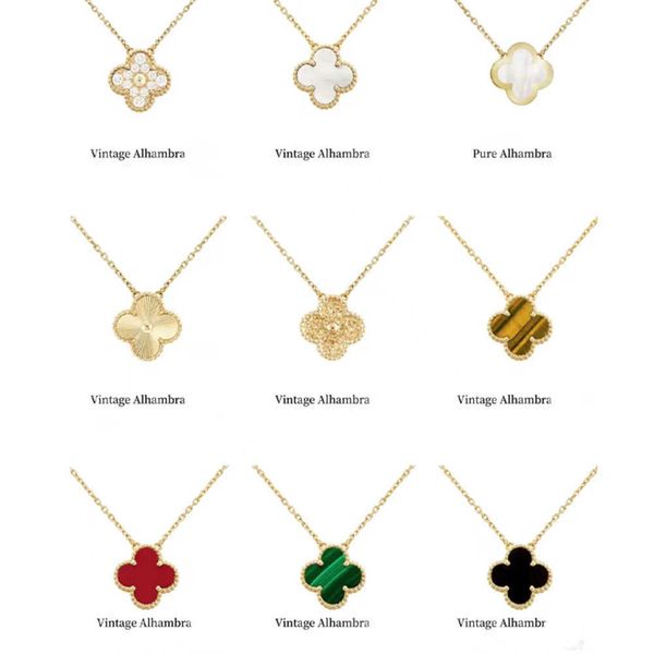 Pendentif Colliers 2023 Marque Trèfle Collier De Mode Charme Unique Fleur 15mm Cleef Collier De Luxe Diamant Agate 18k Or Collier De Créateur pour Les Femmes